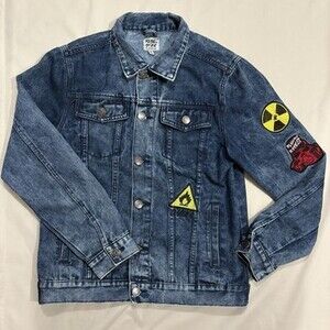 Rebel Star Men’s Size M Blue Denim Jacket with Patches